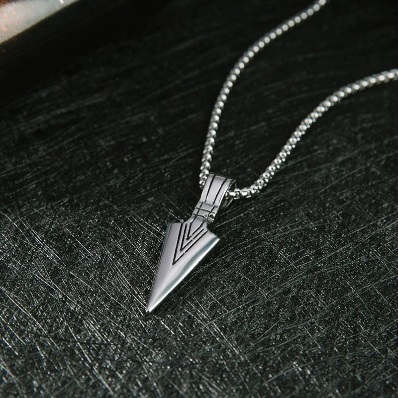 Hip Hop Jewelry Necklace Men's Arrowhead Arrow Stainless Steel Pendant Necklace