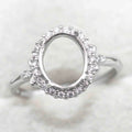 Sterling Silver 8*10mm Semi Mount Ring Empty Frame Blank Support Claws Setting S925 Base Holder Without Center Stone for Inlay