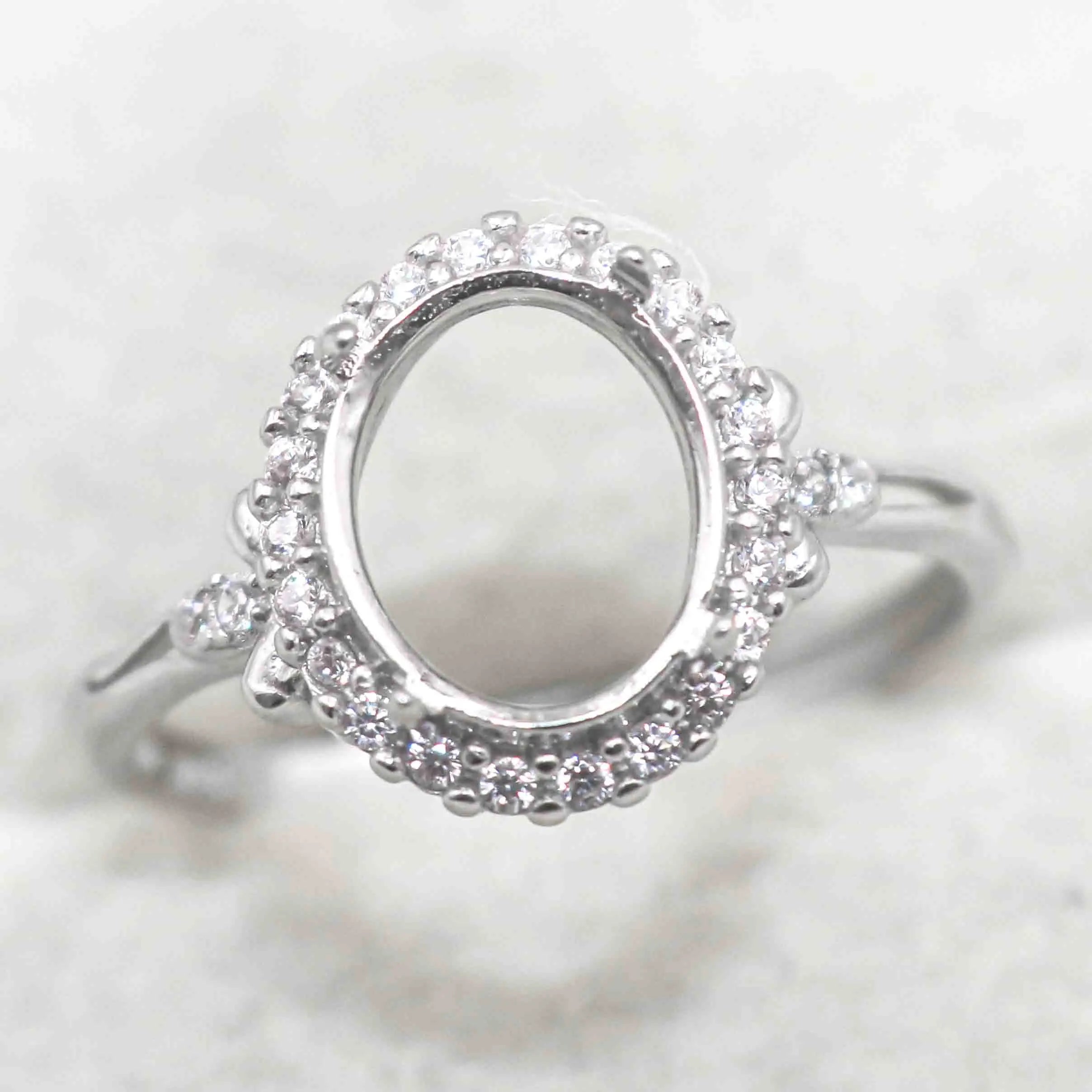 Sterling Silver 8*10mm Semi Mount Ring Empty Frame Blank Support Claws Setting S925 Base Holder Without Center Stone for Inlay