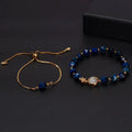 Faced Blue Tiger Eye Star Charm Bracelet for Women 2pcs/set ST298