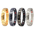 Men's Geometric Gold Plated Stainless Steel Bracelet Negative Ion Energy Health Bangle Anniversaries Fashion Chain Link Magnetic