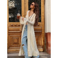 Holiday Beach Robe Women Summer Party Dresses Cover up Elegant Slim Split Maxi Vestidos Hollow Breasted Sweater Long Dress