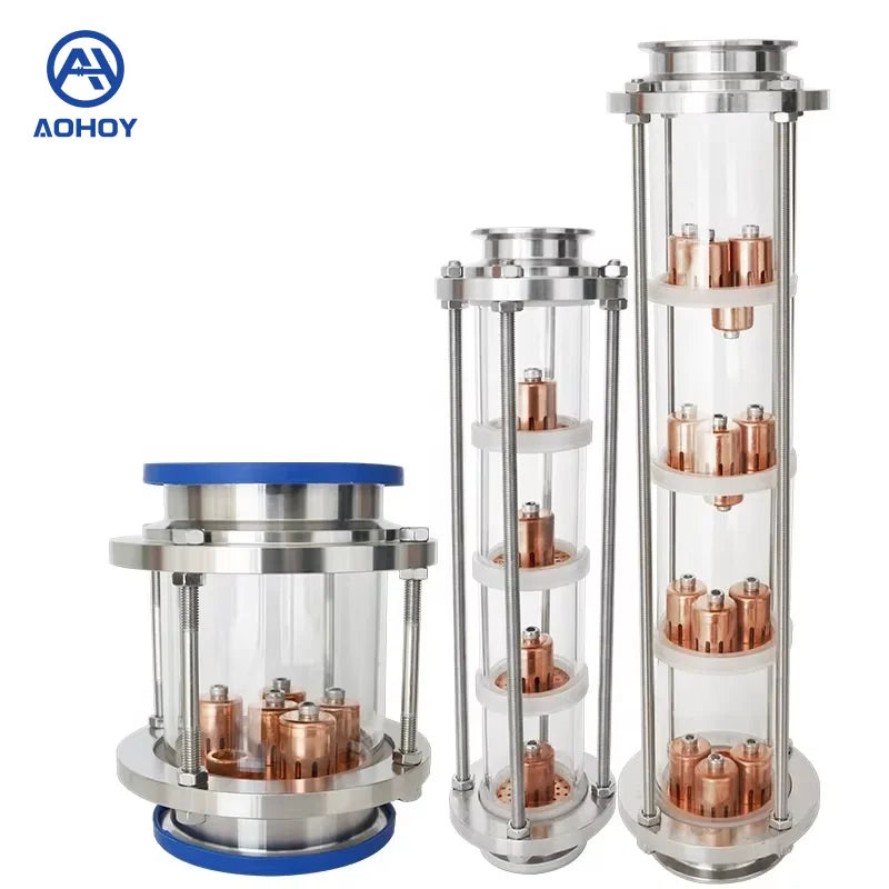 Aohoy 3 4 2 1.5 Inch 304 Reflux Copper Alcohol Distill Sanitary Sight Glass Copper Distillation Column for Whiskey MegaBDM