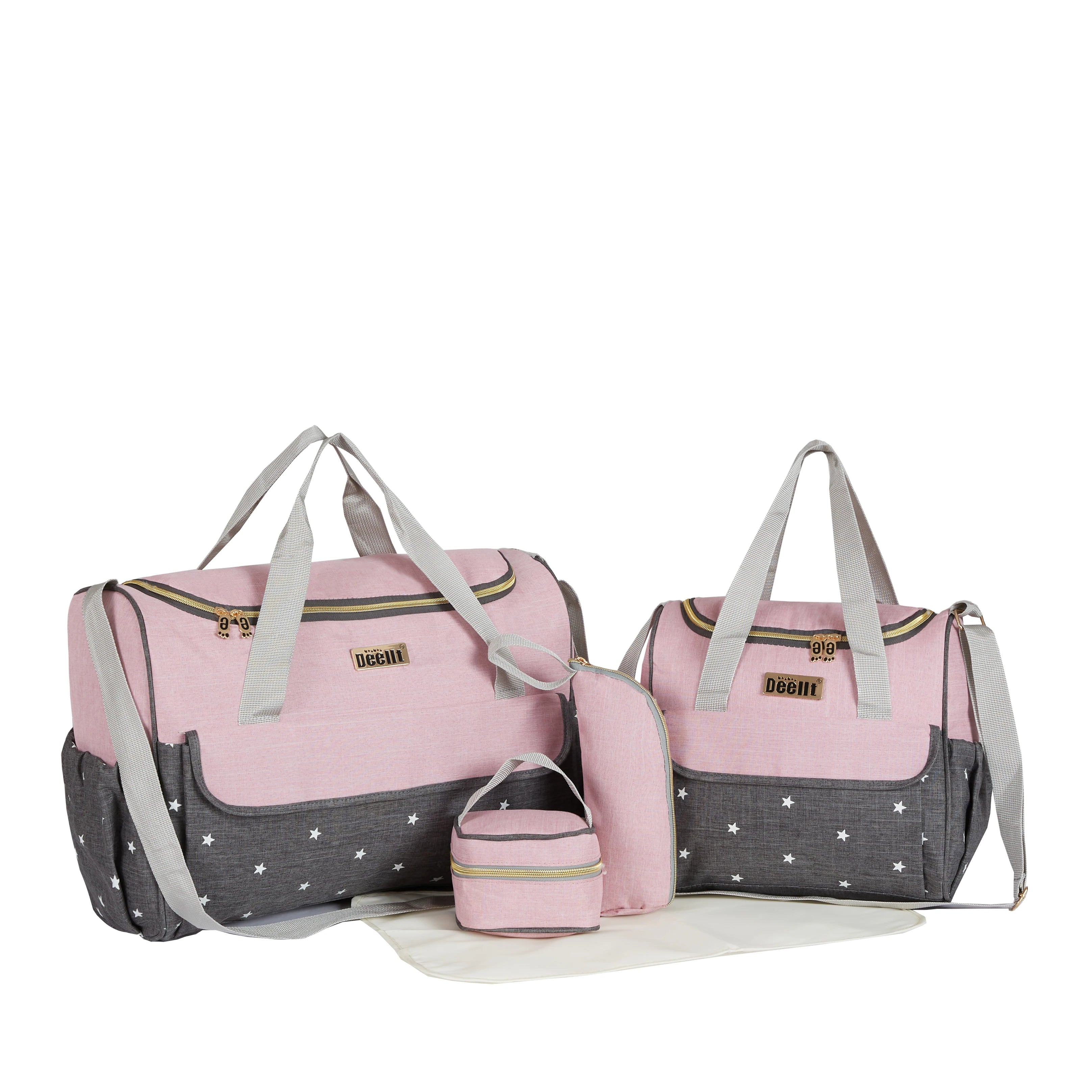 Hot Selling Land Mom Diaper Bags Landuo Mom Large Size 5 Piece Set for Polyester Waterproof Fashion Lequeen Diaper Bag