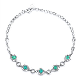 YBO Luxury 925 Sterling Silver Wrist Charm Bracelets Women's Natural Emerald Gemstone Bangles Fine Jewelry for Party Gift