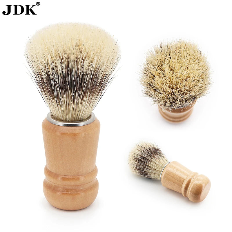 JDK 1PC Reusable Shaving Brush Wood Handle Foaming Brush Boar Hair Bristle Knot