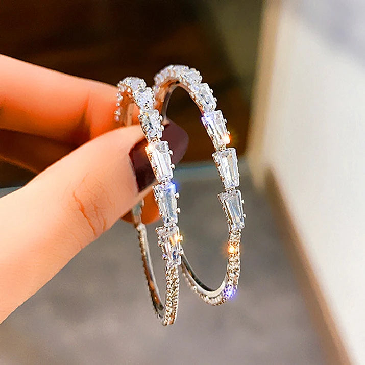 CAOSHI Crystal Cubic Zirconia Hoop Earrings for Women Fashion Earrings Wholesale New Trendy CZ Ladies Bridal Earrings