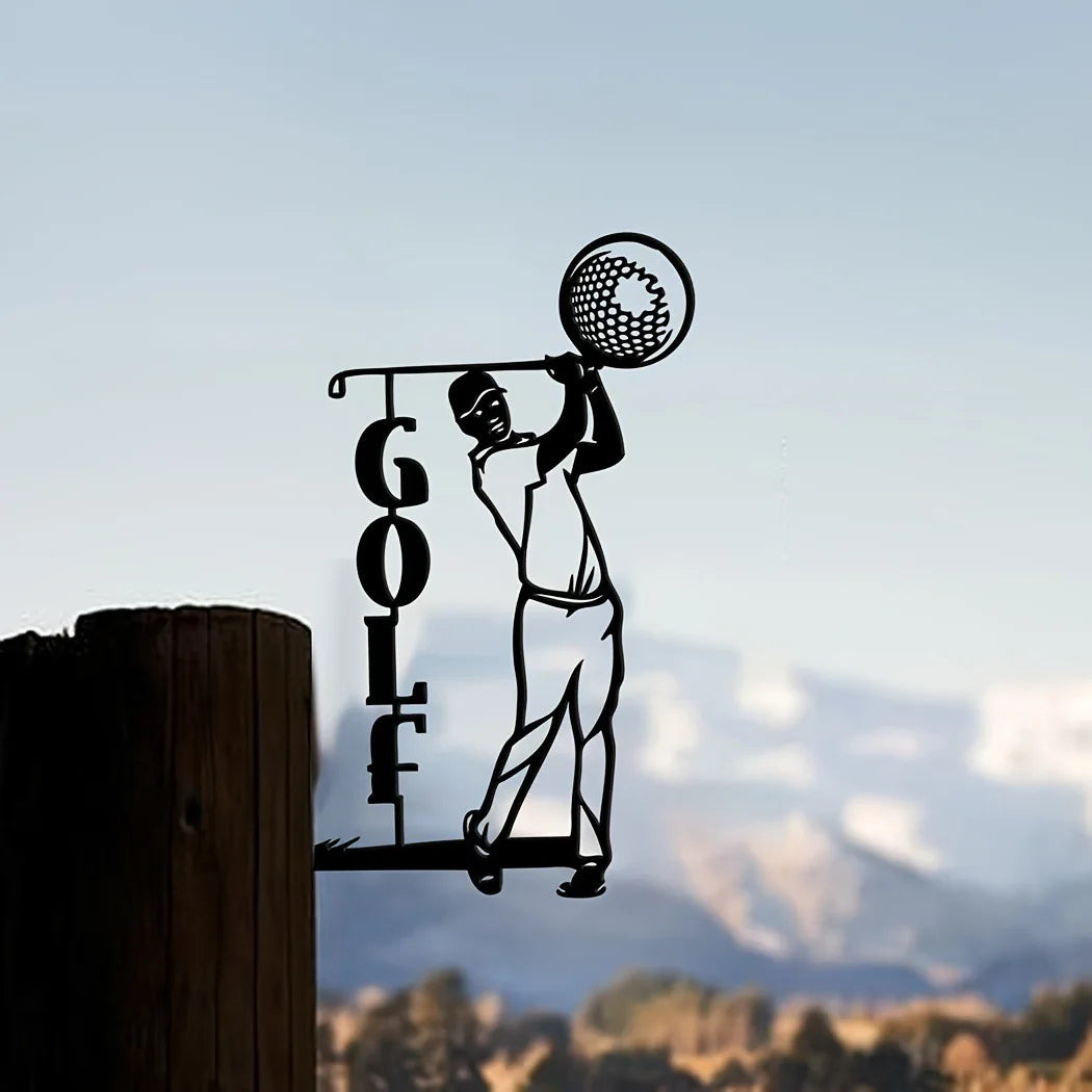 Golf Sports Metal Wall Art Branch Steel Silhouette Outdoor Statue Stake for Home Garden Patio Decor Golf Products