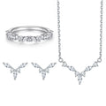 Trendy Fashion Jewelry Sets Marquise Cut Women Ring Necklace Earrings Rhodium Plated 925 Sterling Silver Jewelry Sets