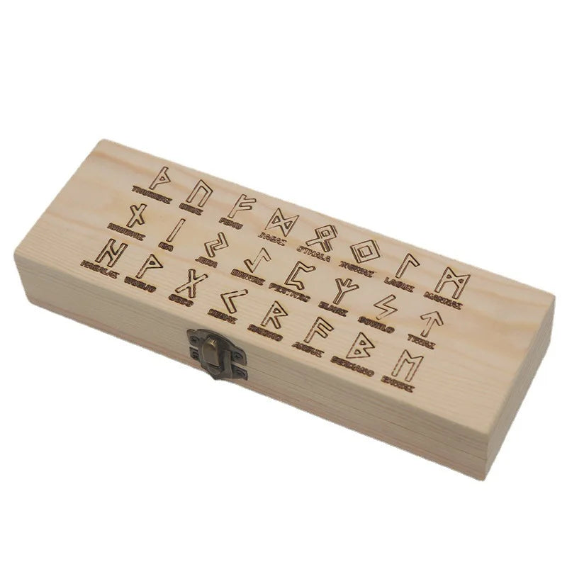 New Lun Symbol Wooden Tarot Box Wooden Handicraft Rectangular Crystal Stone Storage Box