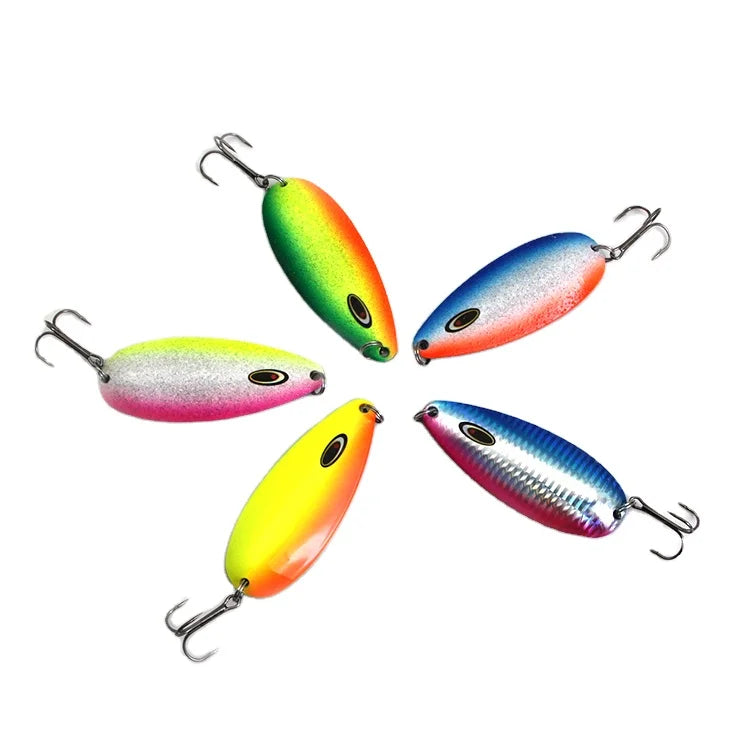 90mm Custom Artificial Colorful Trout Lure Hard Metal Fishing Spoons