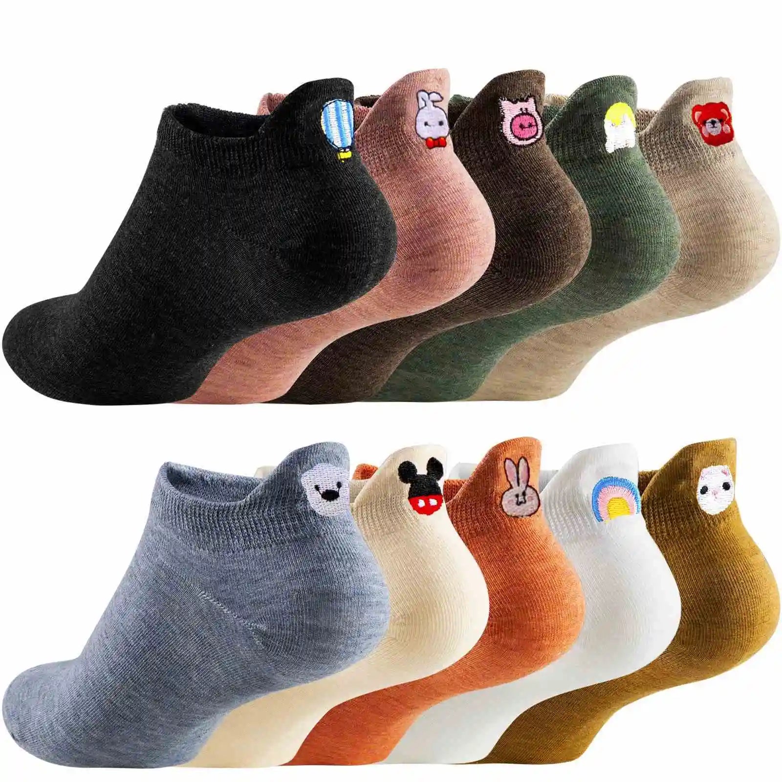 Women Cute Socks Cotton Kawaii Embroidered Funny Low Cut Socks for Women Girls Ankle Socks