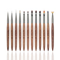 Free Sample Manufacture Professional OEM 12pcs Acrylic Kolinsky Nail Brushes Sandalwood Handle100% Pure Kolinsky Nail Brushes