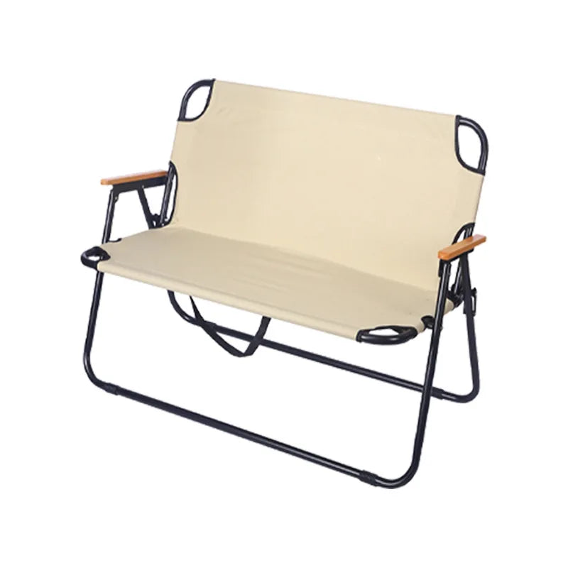 Modern Portable Double Folding Chair Iron Material for Outdoor Garden Camping Beach Leisure Use