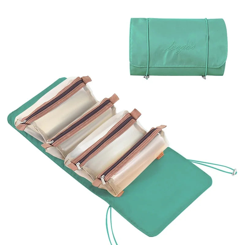 4 in 1 Large Capacity Foldable Detachable Toiletry Organizer Beauty Storage Travel Hanging Roll up Cosmetic Makeup Bag