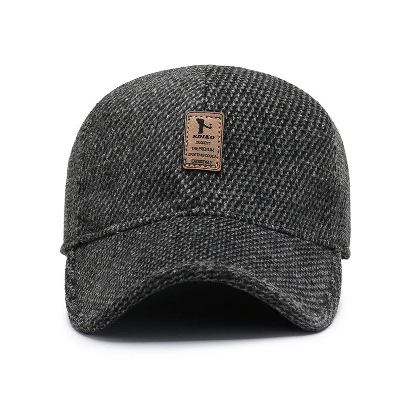 Bestella Men's Cotton Snapback Hat Thickened Baseball Cap with Ear Flaps for Winter Spring and Casual Fishing Warm Stylish