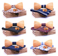 Fashionable White Wooden Bow Tie Set 3D Design with Handkerchief and Cufflink Popular Cravats
