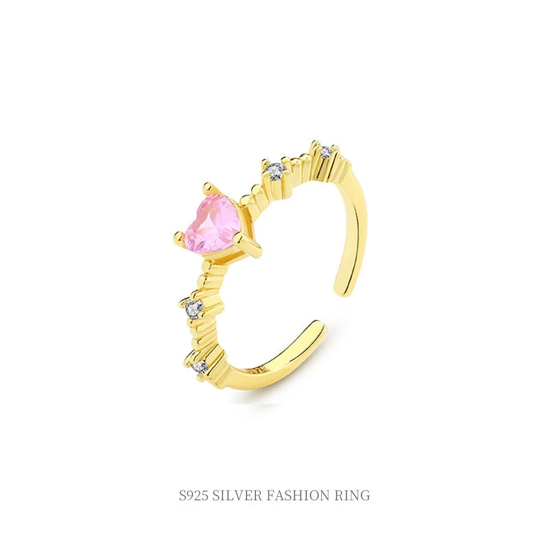 Wholesale 925 Silver Rings Jewelry Women 925 Sterling Silver Adjustable Diamond Ring 18K Gold Plated Open Rings Women