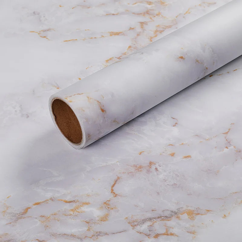Self-Adhesive Frosted Marble Wallpaper Waterproof Oil-Proof PVC Kitchen Table Top Decoration Renovation Sticker Floral Fireproof