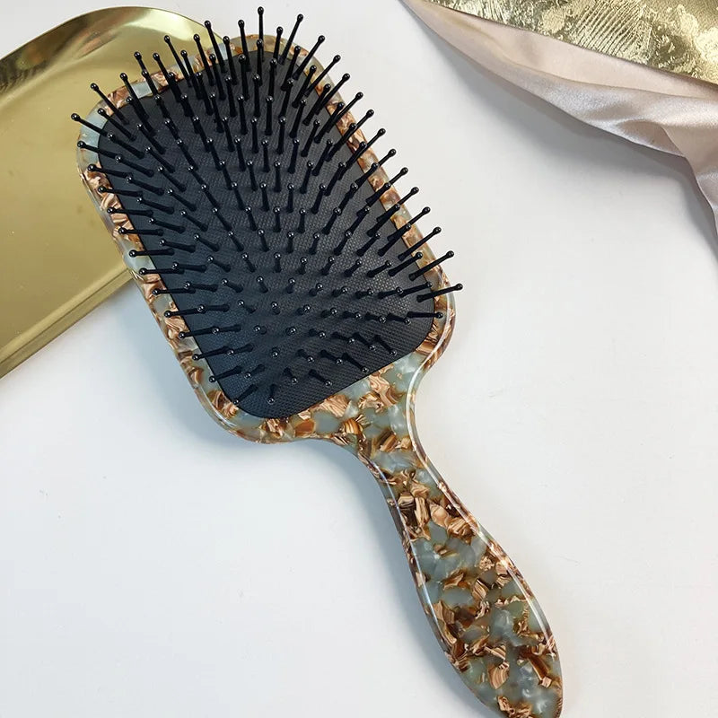 New Unique Design Custom Airbag Detangling Hair Brush for Wet and Dry Hair Cellulose Acetate Hair Acrylic Comb