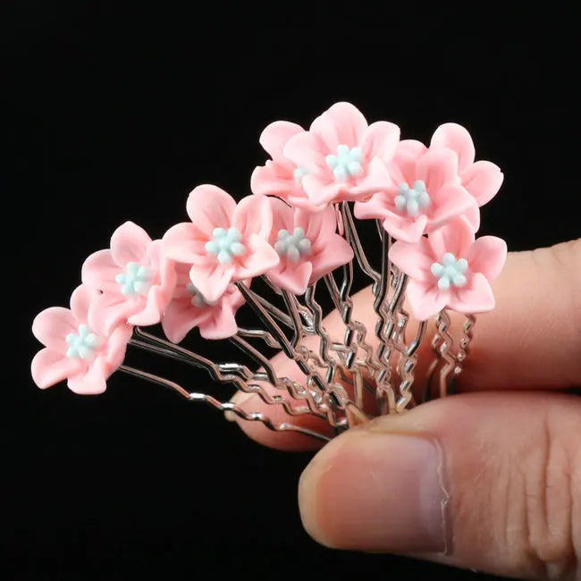 Custom Lily Flower Hairpin U Shaped Hair Pins Clips Cute Floral Pins for Women Girls Bride Wedding Party Head Wear Hair Jewelry