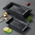 New Black Frosted Rectangle Eco-Friendly Luxury Melamine Food Grade Sushi Serving Platter Dinner Plates for Restaurant