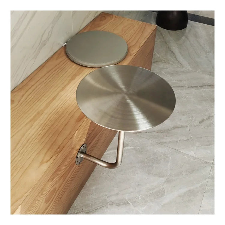 Simple Milk Tea Shop Side Table Coffee Shop Booth Table Wall-mounted Stainless Steel Small Round Table