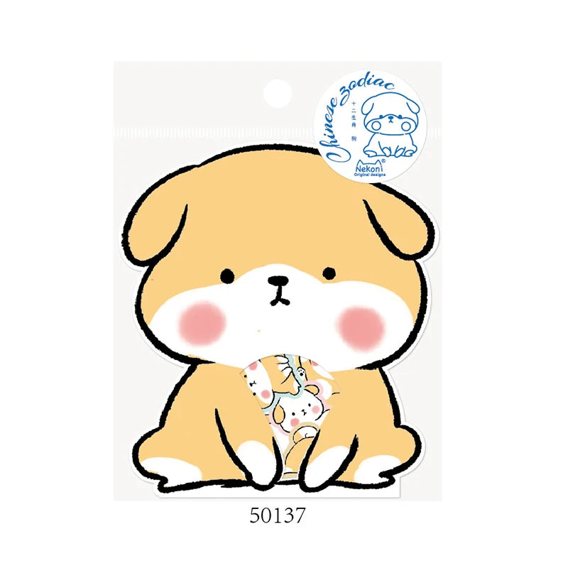 Nekoni Original Chinese Zodiac Stickers Pack Aesthetic Decorative Cute Decals Self Adhesive Decals Animal for Sticker Flakes