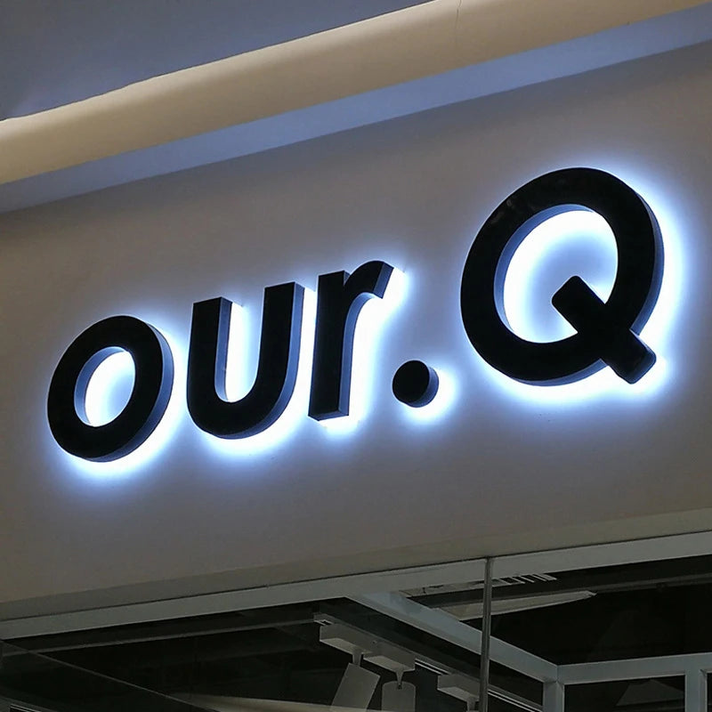 Rebow Custom 3D Stainless Steel Interior Wall Letter Logo 3D Metal Acrillic Backlit Channel Letter Sign