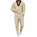 Factory Wholesale Waffle Long Sleeve Patchwork Stand-up Collar Men's Suits Fashion Casual Half Zipper Casual Men's Sports Wear