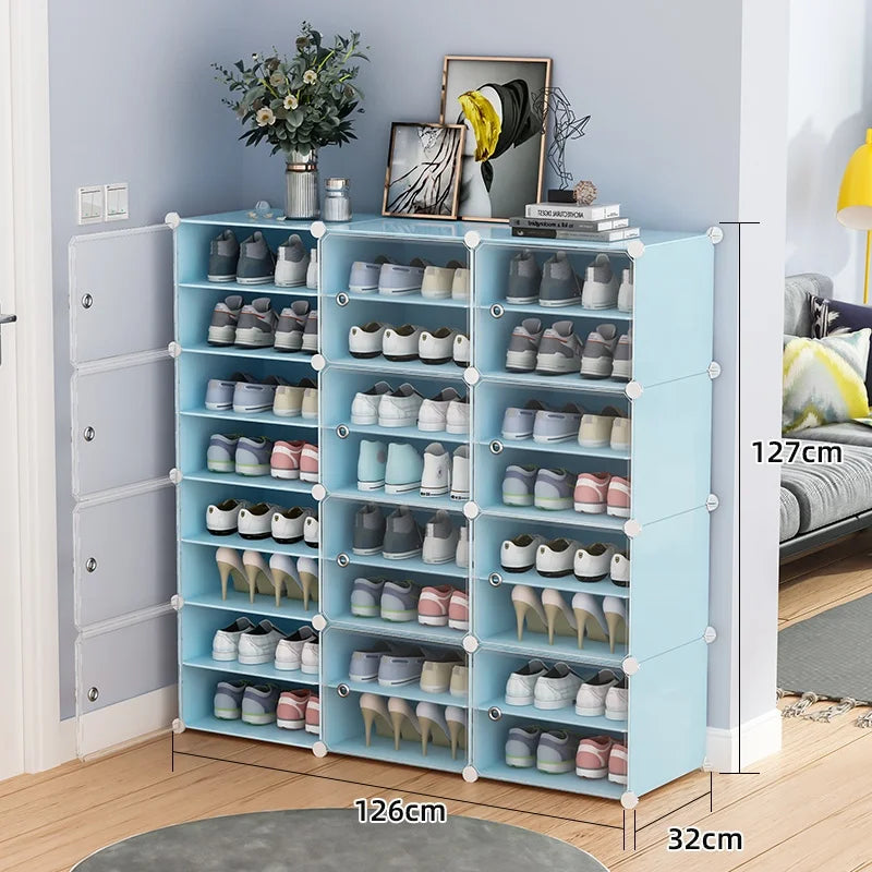 Stackable Portable Plastic Shoe Rack Organizer Cabinet-Extendable High-quality Modern-Style Living Room Furniture for Home