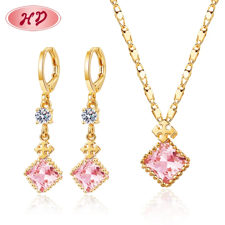 Cheap Price Hand Inlay Classic Single Zircon 18K Gold Plated Jewelry Women Jewelry Earrings Sets for Jewelry Women