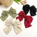 Factory Wholesale Korean Style 4 Colors Dots Fabric Big Bow Clips Red Spots Hair Clips for Girls