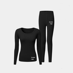 Women's Winter Thermal Underwear Breathable Seamless Long Johns 2-Piece Solid Color Polyester Warm Comfortable Wholesale
