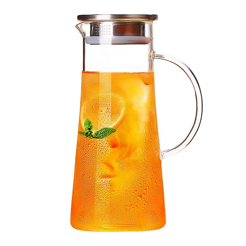1.5L Household Glass Juice Cold Kettle Water Jug Heat Resistant High Borosilicate Glass Cold/hot Water Pitcher Tea Pot