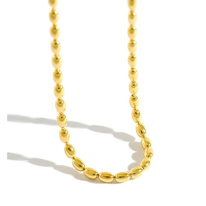 Trendy Peanut Bead Chain Choker 925 Sterling Silver Necklace Chain Jewelry 18k Pvd Gold Plated Bead Chain Necklace for Women