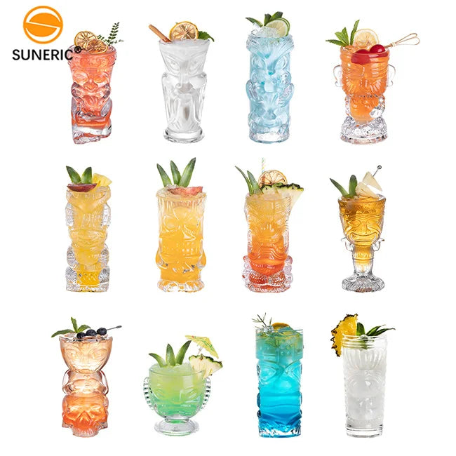 Wholesale Custom Hawaii Unique Hawaiian Ocean Themed Mugs Tiki Glasses for Cocktails Tropical Creative Tiki Cocktail Glasses