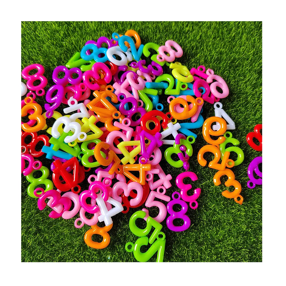 Solid Colorful Arabic Numerals Pendants Acrylic Alphabet Number Beads for Key Chain Drop Earring Making Supplies
