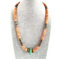 Sterling Silver Red Spiny Oyster with Turquoise Bead Necklace 16 inch