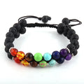 Fashion Friendship Natural Stone 8mm Black Lava Beaded Weave Bracelets Women Men Healing Balance Yoga Jewelry 7 Chakra Bracelet