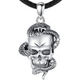 925 Sterling Silver Jewelry Gothic Cobra Snake Punk Skull Design Latest Model Fashion Male Pendant Necklace