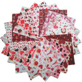 20pcs Valentine's Day Woven Cotton Quilting Fabric Squares Red Pink Heart Print Washable Patchwork Sewing Hometextile