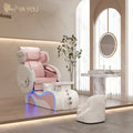 Hot Selling pink Fiberglass Base Electric Full Body Massage Pedicure Chair with Drainage Pump Foot Massage Chair for Nail Shop