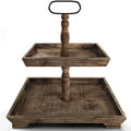 Modern Eco-Friendly Handmade Custom Square Wood 2-Tier Tray Decor