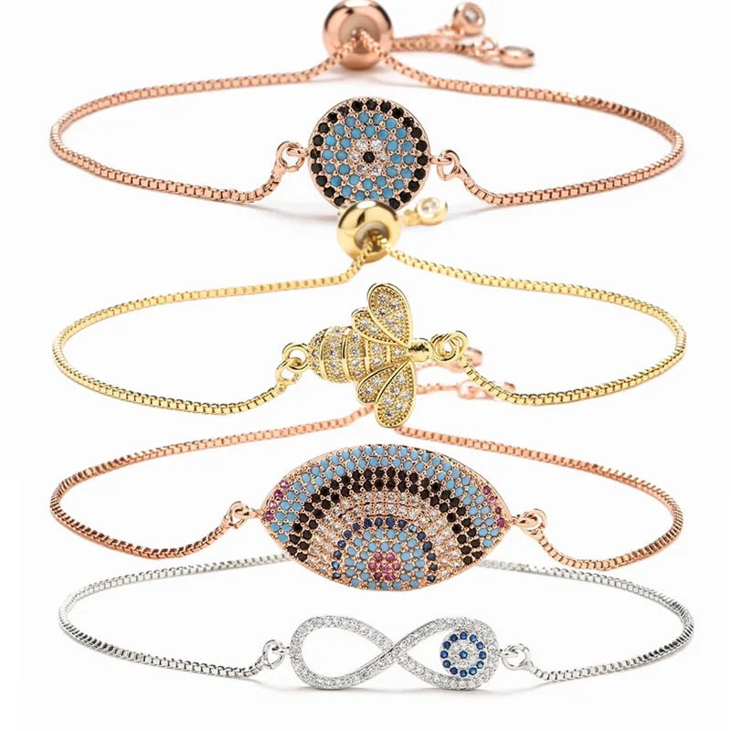 Fashion Jewelry Zircon Devil's Eye Bracelet 18K Gold Plated Sealed 8 Figure Infinity Bracelet Party Charm Custom Design Jewelry