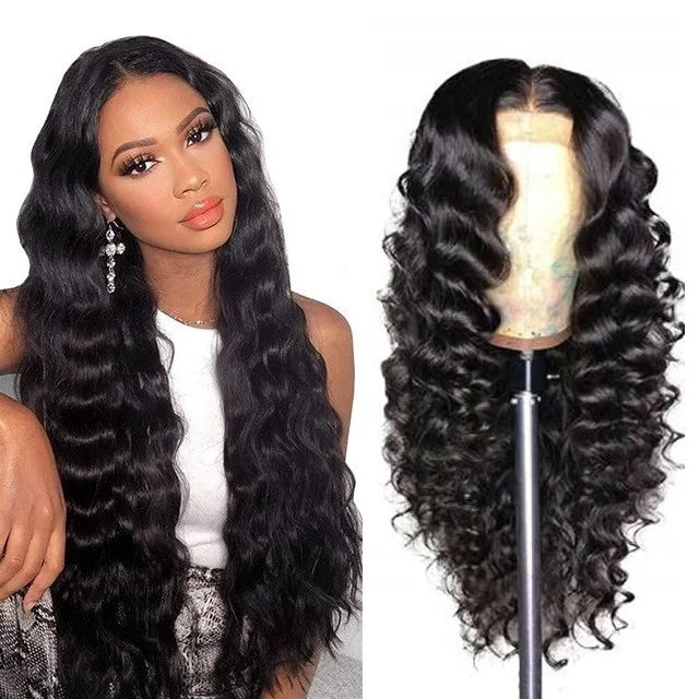 HD Lace Full Virgin Brazilian Human Hair Wigs Deep Curly Wave Transparent Lace Front Human Hair Wigs for Black Women