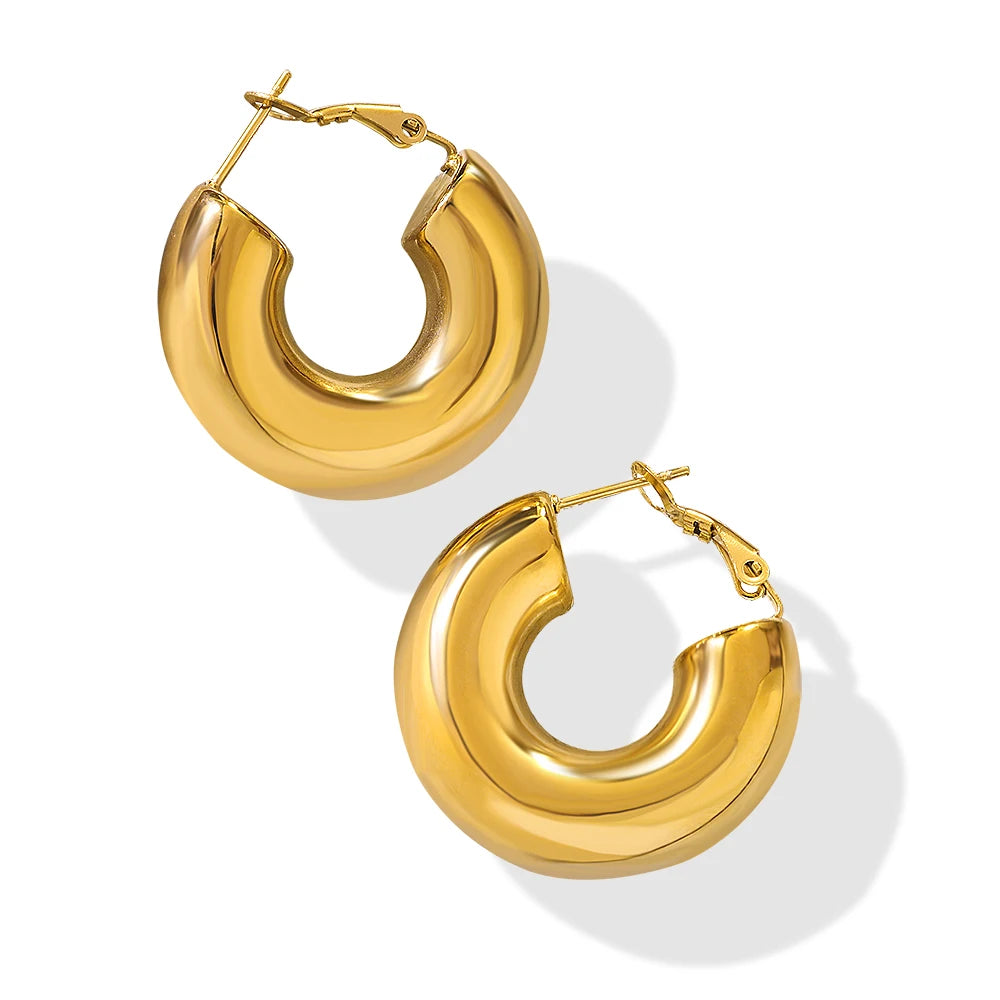 2025 Custom Wholesale Fashion Heart-Shaped Huggie Earrings for Women Trendy Stainless Steel Fashion Accessory