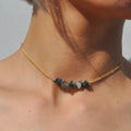 Irregular Natural Stone Gravel Pendant Necklace Clavicle Chain Gold Speckled Crystal for Parties Christian Christian Great Gift