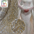2023 Luxury Women Beaded Fabric Wedding Party Pearl Lace Materials African Embroidered Tulle Lace Fabric