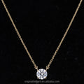 10K Sold Gold 5mm 0.5ct Round Brilliant Cut Moissanite Pendant Necklaces